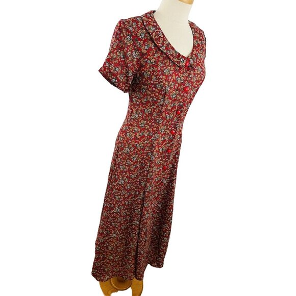 Vintage Joni Blair Women's 9 Dress Maxi Floral Cottagecore Prairie Button Front - Picture 5 of 12